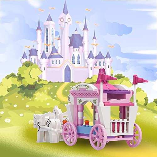 COGO Juego de construcción de carruaje de princesa para niñas Bloques de construcción Juguetes educativos de Navidad para niños a partir de 6 años (98 piezas)