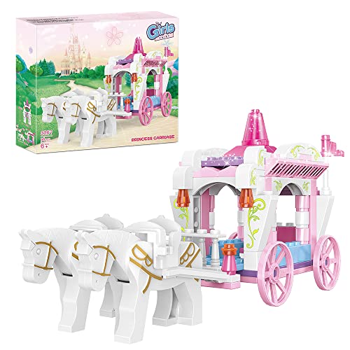 COGO Juego de construcción de carruaje de princesa para niñas Bloques de construcción Juguetes educativos de Navidad para niños a partir de 6 años (98 piezas)