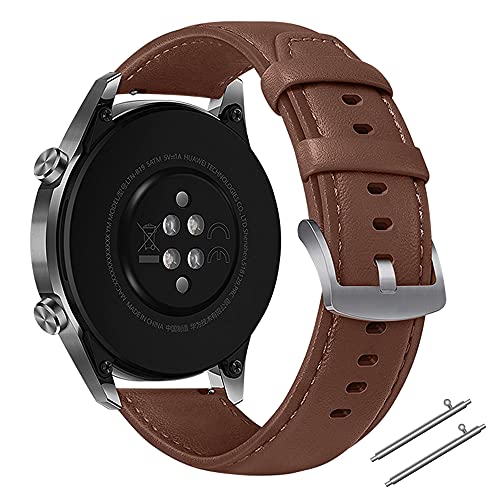 Coholl Correa Compatible con Huawei Watch GT 2/Huawei 46mm Sport/Classic/Active/Elite,Correa de Repuesto Cuero Hebilla Liberación Rápida para doble 22 mm cuero,Elegante marrón