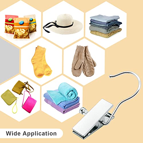 Coideal Pesados Ganchos Percha Clips, 8 Pack Portable Boot Organizador pantalón Toalla Titular Acero Inoxidable Gancho de Ropa Colgando Pins para Viajes, Closet, Ropa (Plata)