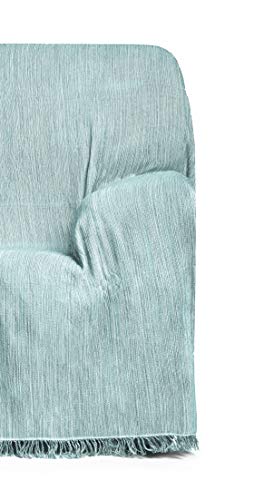 Colcha Multiusos: Plaid Sofa, Manta Foulard, Cubre Cama, Foulard para Sofas de Algodón y Otras Fibras Acabado de Calidad Fabricado en España. (Verde Agua JASP. 09, 180x260cm)
