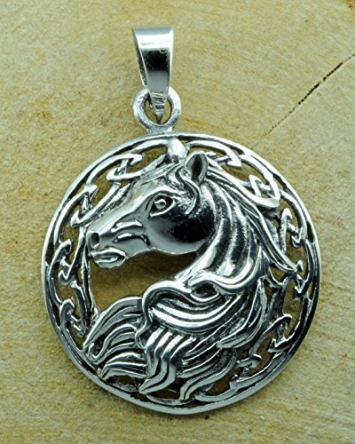 Colgante de cabeza de caballo con nudo celta de plata de ley 925, 7 g, sello BELDIAMO