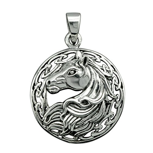 Colgante de cabeza de caballo con nudo celta de plata de ley 925, 7 g, sello BELDIAMO