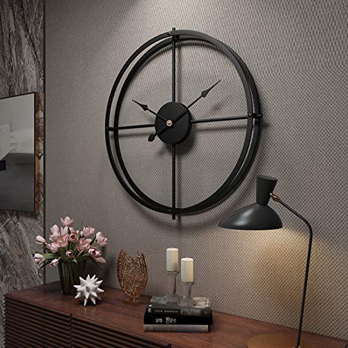 ColiCor - Reloj de Pared silencioso de Metal, Ligero, Vintage, sin Ruido de Tic-TAC, para salón, Cocina, Dormitorio, 60 cm, Negro, 60 x 60 x 6.2cm