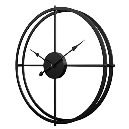 ColiCor - Reloj de Pared silencioso de Metal, Ligero, Vintage, sin Ruido de Tic-TAC, para salón, Cocina, Dormitorio, 60 cm, Negro, 60 x 60 x 6.2cm
