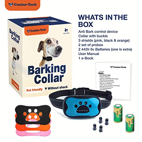 Collar Anti-Ladridos Avanzado | Eduque a su perro con sonido y vibraciones | 4 opciones de color | Con dos baterías extra