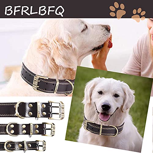 Collar de cuero genuino para perros - Collares de perro resistentes para perros de razas pequeñas, medianas y grandes (marrón L (cuello 41 cm-57 cm))