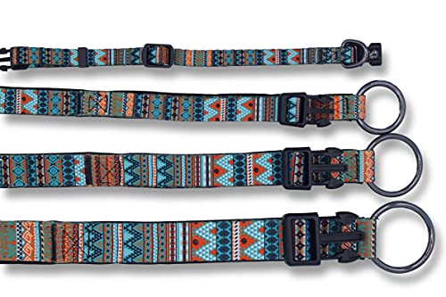Collar de perro ajustable acolchado con suave neopreno patrón de colores | para perros pequeños y medianos | Collares para perros, gatos, cachorros | (XS - Aztec )