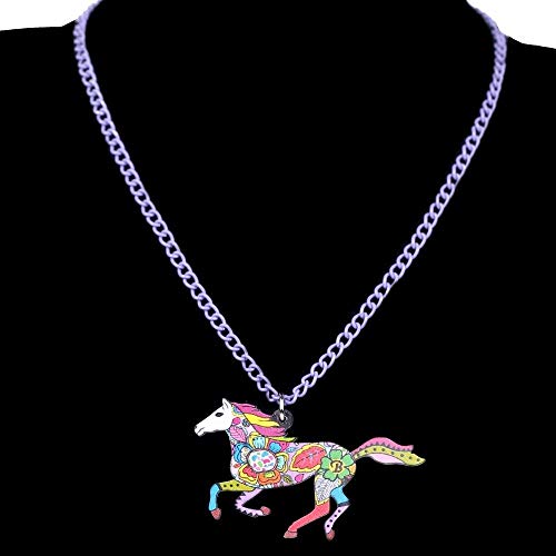 Collar Sistemas de la joyería de acrílico de reproducción de Colores Pendientes Caballo Collar del Collar de la Manera del Animal for la Mujer Niñas Accesorios Collares de Mujer Hyococ (Color : E)