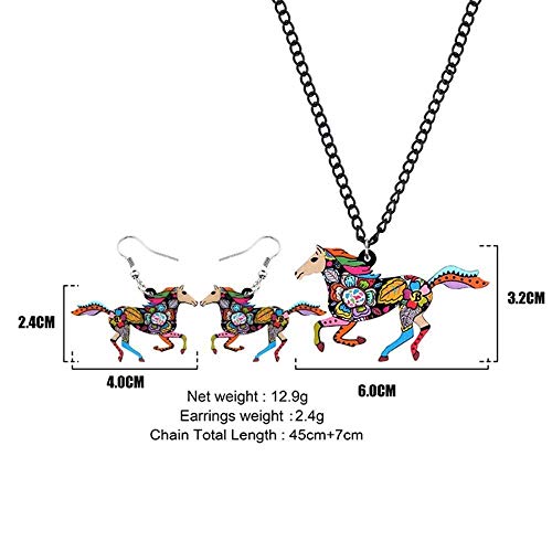 Collar Sistemas de la joyería de acrílico de reproducción de Colores Pendientes Caballo Collar del Collar de la Manera del Animal for la Mujer Niñas Accesorios Collares de Mujer Hyococ (Color : E)