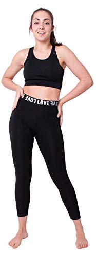 colorclo Pantalones de Yoga Mujer Fitness Mallas de Yoga Leggings Estampado con Cintura Media, Negro Cintura Media Y21013 M-L