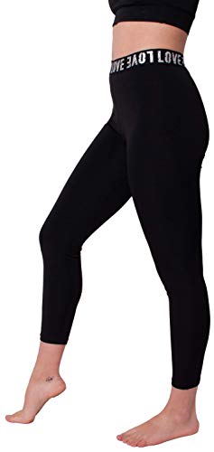 colorclo Pantalones de Yoga Mujer Fitness Mallas de Yoga Leggings Estampado con Cintura Media, Negro Cintura Media Y21013 M-L