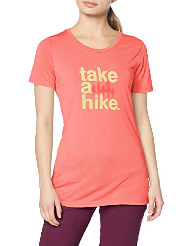 Columbia Mujer Camiseta, Outdoor Elements III Tee, Poliéster, Rojo (Coral Bloom/ Take a Hike), Talla: XL, 1822701