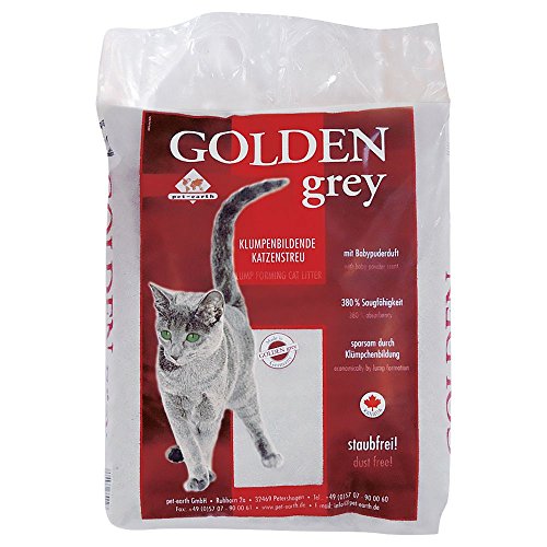 Cominter Animal Health Aglomerante Golden Grey Tierra para Gatos Absorbente Antiolor de hasta 2 Meses Uso. Arena Biodegradable Suave de Fibra Vegetal Ecológica, bentonita, 14 kg (Paquete de 1), 14000