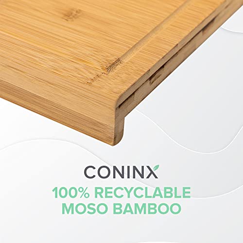 Coninx Tabla de Cortar Trinchar Tabla de Bambú - 45 cm x 30 cm x 2.5 cm Grande y Robusto Cocina - Tabla de Cortar de Madera de bambú con surco