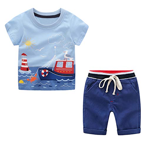 Conjunto Corto para Niños Pequeños Ropa de Verano Camiseta de Manga Corta + Pantalones 2 Piezas Conjuntos de Ropa para bebés y niños