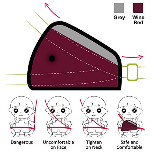 Conjunto de 2, maxin del ajustador del cinturón de seguridad para niños Cinturones de seguridad para niños - (rojo y gris)