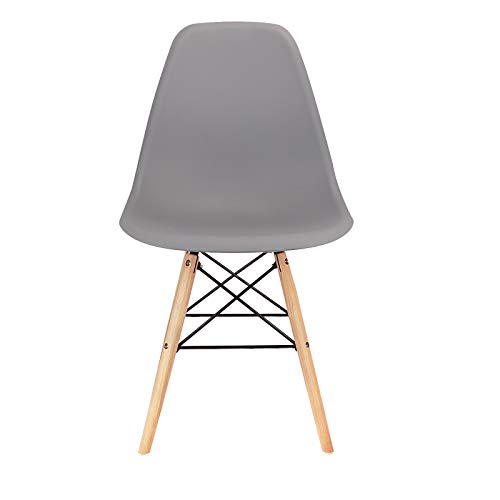 Conjunto de 4/6 sillas de plástico con patas de madera de diseño elegante y minimalista, aptas para comedor, dormitorio u oficina, de 82 x 46 x 53,5 cm