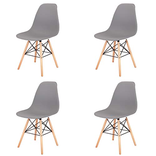 Conjunto de 4/6 sillas de plástico con patas de madera de diseño elegante y minimalista, aptas para comedor, dormitorio u oficina, de 82 x 46 x 53,5 cm