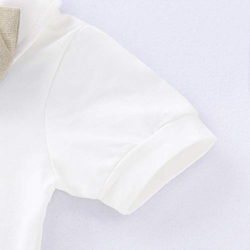 Conjunto de traje de caballero para bebé, de manga corta, con camiseta, pelele y tirantes cortos, para bautizo, boda, 0 – 24 meses, A-beige., 3-6 Meses