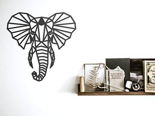 CONTRAXT Figuras geométricas animales decorativas Cuadros de elefante Decoración pared animales Decoración figuras cabeza animal pared Adornos salon modernos (Elefante)