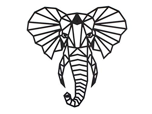 CONTRAXT Figuras geométricas animales decorativas Cuadros de elefante Decoración pared animales Decoración figuras cabeza animal pared Adornos salon modernos (Elefante)