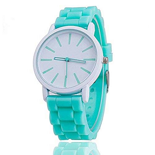 Coollooda Reloj para ni?os con Aguja Hueca Reloj de Silicona para Estudiantes Jelly Reloj para Mujer Reloj Casual de Color Caramelo Mint Green