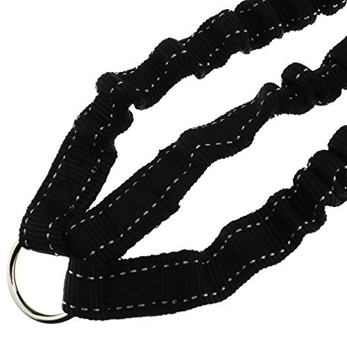 Correa de cuerda elástica para perro, 3 vías, sin enredos, color negro