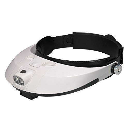 Covvy Cabeza Lupa Gafas con 2 Luces Led, 5 Lentes Intercambiables, Lupa de Cabeza Ajustable para Leer, Lupa Joyería, Electrónico Reparación