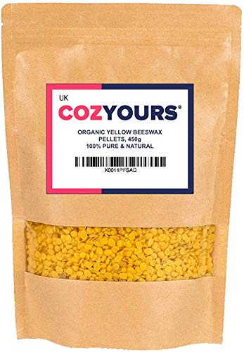 Cozyours Cera de Abeja Amarilla en Perlas/Pellets (453 g.), Natural, Orgánica, Pura, para Manualidades y Cosméticos