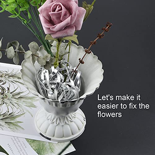 CRAFFANCY Kit de arreglo de flores de hierro forjado, florero de hierro vintage blanco con soporte de fijación de flores de aleación de aluminio para arreglar flores arte decoración del hogar