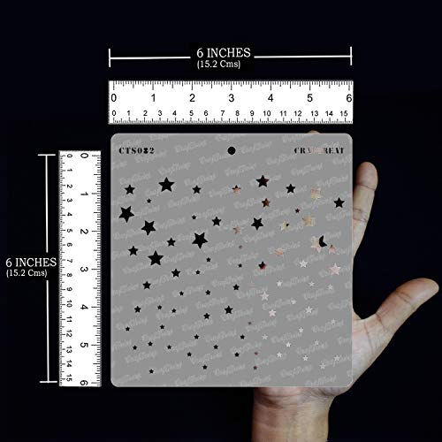 CrafTreat Star Stencils for Painting on Wood, Canvas, Paper, Fabric, Floor, Wall and Tile - Starry Sky - 6x6 Inches - Reusable DIY Art and Craft Stencils - Star Stencil Template