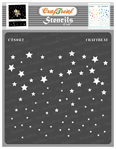 CrafTreat Star Stencils for Painting on Wood, Canvas, Paper, Fabric, Floor, Wall and Tile - Starry Sky - 6x6 Inches - Reusable DIY Art and Craft Stencils - Star Stencil Template