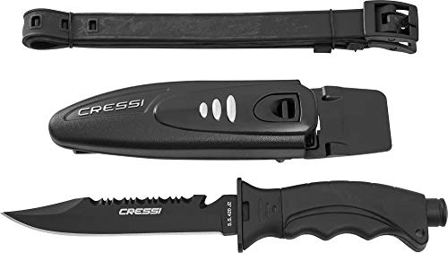 Cressi Borg Knife Black Blade Cuchillo de Buceo, Unisex Adulto, Negro/Hoja Negro, 26.5 cm