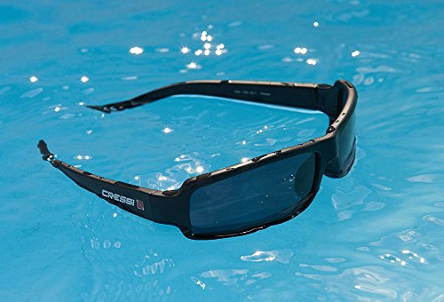 Cressi Ninja Floating - Gafas Flotantes Polarizadas para Deportes con una protección 100% UV Adultos Unisex, Negro/Lentes Azul Espejadas