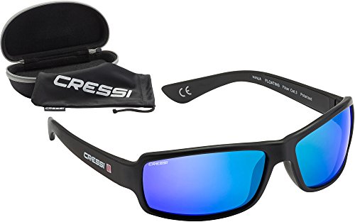 Cressi Ninja Floating - Gafas Flotantes Polarizadas para Deportes con una protección 100% UV Adultos Unisex, Negro/Lentes Azul Espejadas