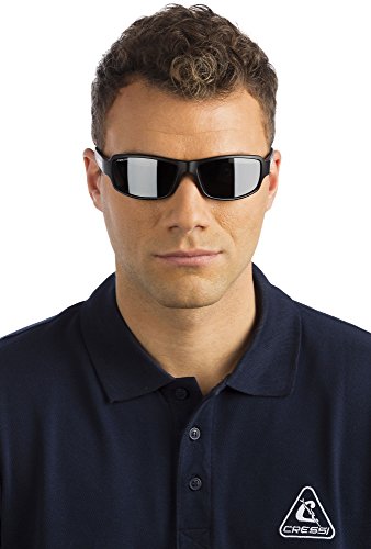 Cressi Ninja Floating - Gafas Flotantes Polarizadas para Deportes con una protección 100% UV Adultos Unisex, Negro/Lentes Naranja Espejadas