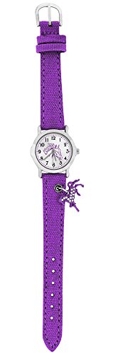 Crystal Blue Reloj de pulsera para Niños, diseño con colgante de caballo, analógico, de cuarzo, púrpura, lila 20016