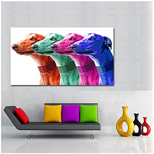 Cuadro de lienzo de arte pop impresiones de carteles de animales galgos pintura al óleo moderna colorida imagen de arte de pared de Galgo