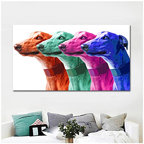 Cuadro de lienzo de arte pop impresiones de carteles de animales galgos pintura al óleo moderna colorida imagen de arte de pared de Galgo