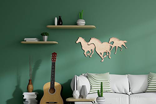 Cuadro decorativo para pared con diseño de caballos en Gallop (80 x 39 cm), diseño de caballo en 3D