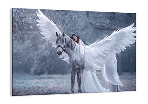 Cuadro sobre lienzo - Impresión de Imagen - mujer caballo naturaleza - 70x50cm - Imagen Impresión - Cuadros Decoracion - Impresión en lienzo - Cuadros Modernos - Lienzo Decorativo - AA70x50-3998