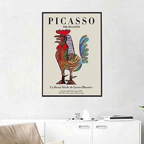 cuadros decoracion salon modernosPóster de Pablo Picasso abstracto colorido gallo lienzo pintura Picasso surrealismo pintura de pared estilo nórdico Decoracion para Salon de estar60x80cm x1 Sin Marco