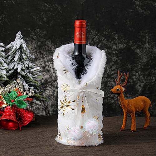 Cubierta De Botella De Vino De Navidad, Cubierta De Botella De Vino De Piel Blanca De Lujo, Juego De Botella De Vino De Champán De Navidad Para Fiestas, Decoración De Mesa, Regalos