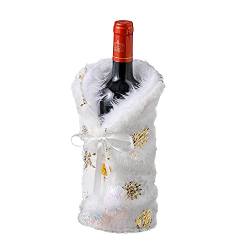 Cubierta De Botella De Vino De Navidad, Cubierta De Botella De Vino De Piel Blanca De Lujo, Juego De Botella De Vino De Champán De Navidad Para Fiestas, Decoración De Mesa, Regalos