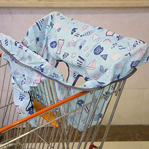 Cubierta del Carro de Compras - Carro de Compras portátil Cubierta de la Silla Trolley Soft Pad Cubierta del Asiento del bebé (Azul)