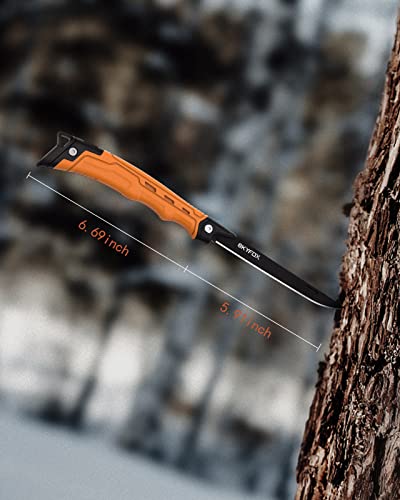 Cuchillo fileteador plegable para pesca, cuchillos de caza para filetear pescado y deshuesar carne, afilada hoja alemana antiadherente G4416, incluye afilador de cuchillos by SkyFox