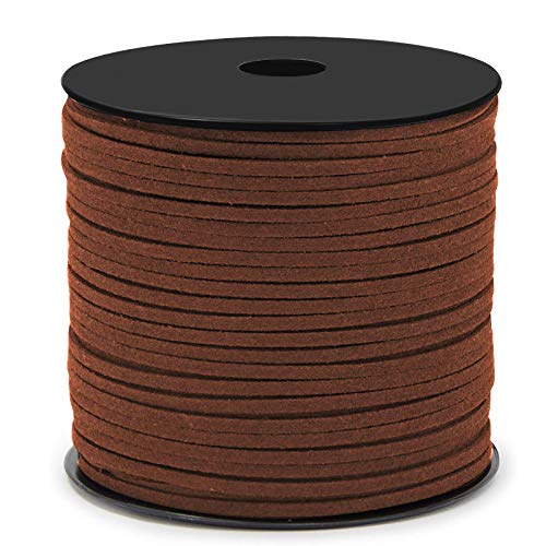 Cuerda de Cuero Gamuza Cordón de Ante para el Collar de la Pulsera Joyas de Abalorios de DIY Hacer Artesanía 3mm*90m (Marron Oscuro)