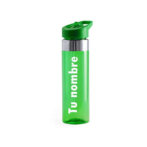 Curia Grabador Botella de Agua Personalizada con tu Nombre. BPA Tritan Plástico Reutilizables Ecológica con Filtro, Water Bottle para Niños & Adultos, Gimnasio, Yoga, Oficina (Verde)