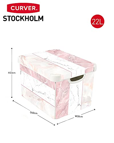 CURVER Caja de Estocolmo, Rosa/Blanco, Grande, 22L